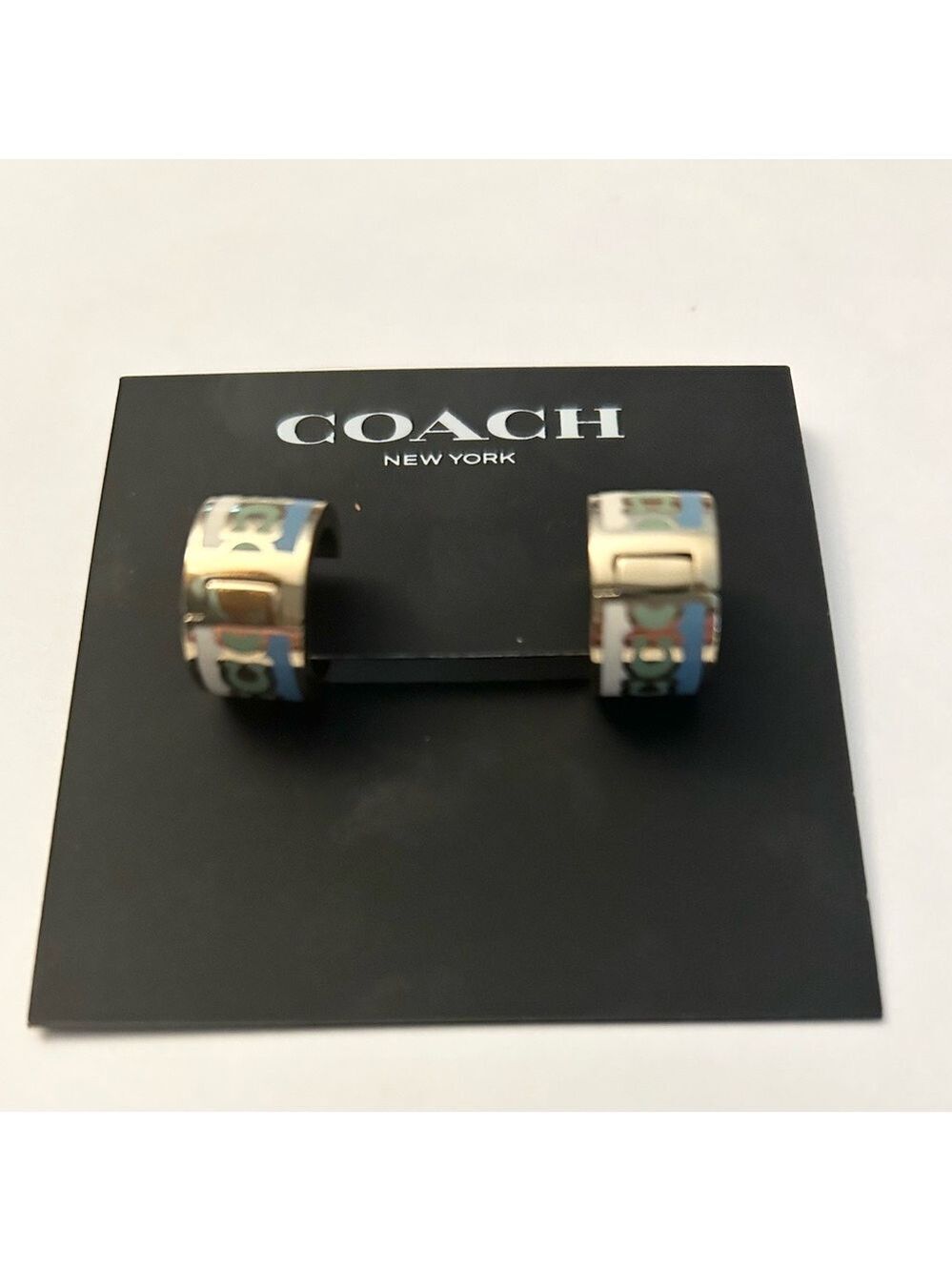 Coach Signature C Huggie Earrings NWT